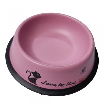 RENKLİ DESENLİ METAL KEDİ KÖPEK MAMA KABI 22 CM