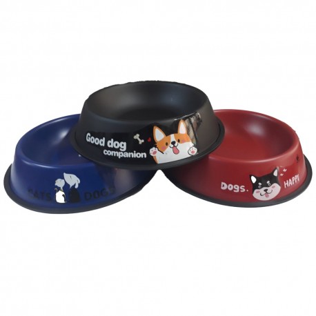 RENKLİ DESENLİ METAL KEDİ KÖPEK MAMA KABI 26 CM