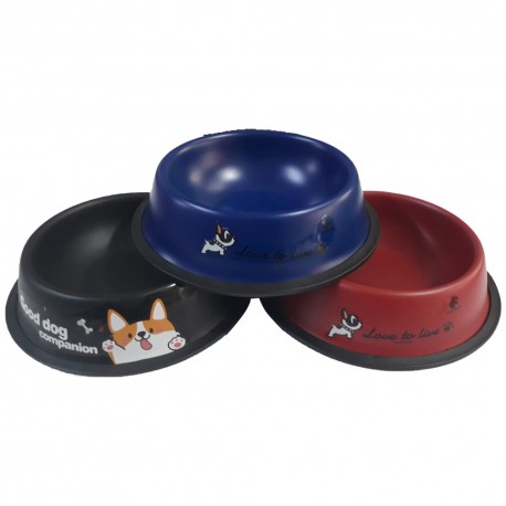 RENKLİ DESENLİ METAL KEDİ KÖPEK MAMA KABI 18 CM