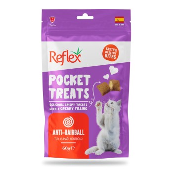 REFLEX POCKET TREATS KEDİ ÖDÜL MAMASI(TÜY YUMAĞI KONTROLÜ)