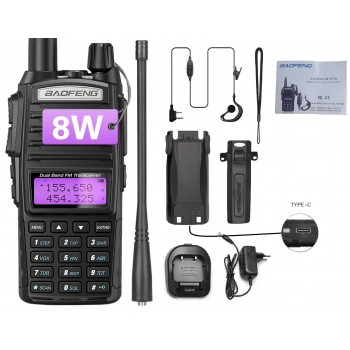 Baofeng UV-82 UHF/VHF El telsizi 8W (Type-c Batarya) 3800mAh Bataryalı